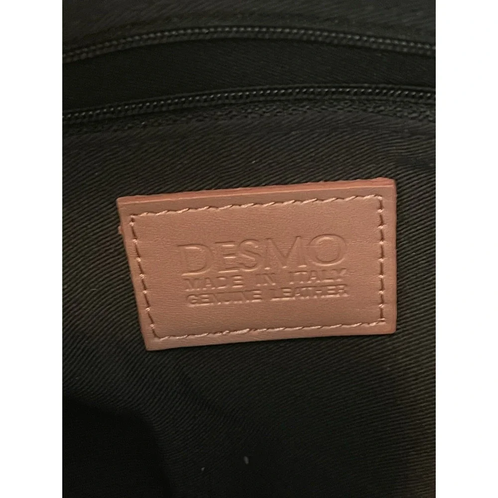 Desmo Pink Leather Handbag 2 Buckle Side Pockets Made In Italy